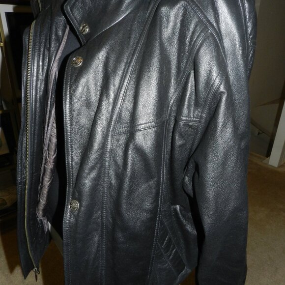 Wilsons Leather Vintage Black Leather Thinsulate Bomber Jacket Men's Size Medium - Picture 5 of 15